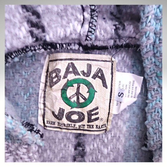 Baja Joe Poncho Hoodie Knit Hippie Sweater Men's Small Drug Rug Striped - Picture 6 of 6